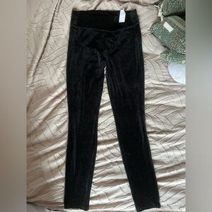 NWT basic black crushed velvet leggings